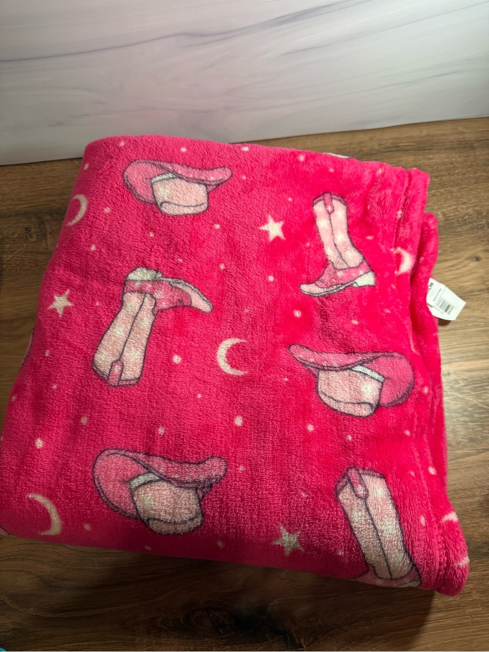 Target Pink Cowboy Throw Blanket 49x67 Western Cowgirl Plush Fleece Like New